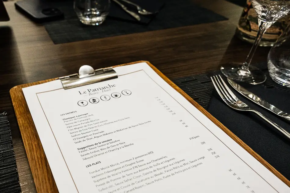Le Patriarche - Hotel de France - Winter Menu